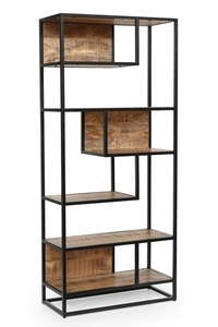 Estantería de hierro/natural para libros, color negro, de tubo metálico/natural, madera de mango, precio al por mayor, colección de muebles - Product Image 4