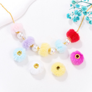 Pompons en fausse fourrure de lapin style coréen, perles de 20 mm à grand trou, accessoires de bijoux DIY - Product Image 3