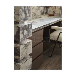 Bureau d'accueil de luxe en marbre naturel moderne de haute qualité, personnalisable pour immeuble de bureaux, hôpital, commerce - Product Image 6
