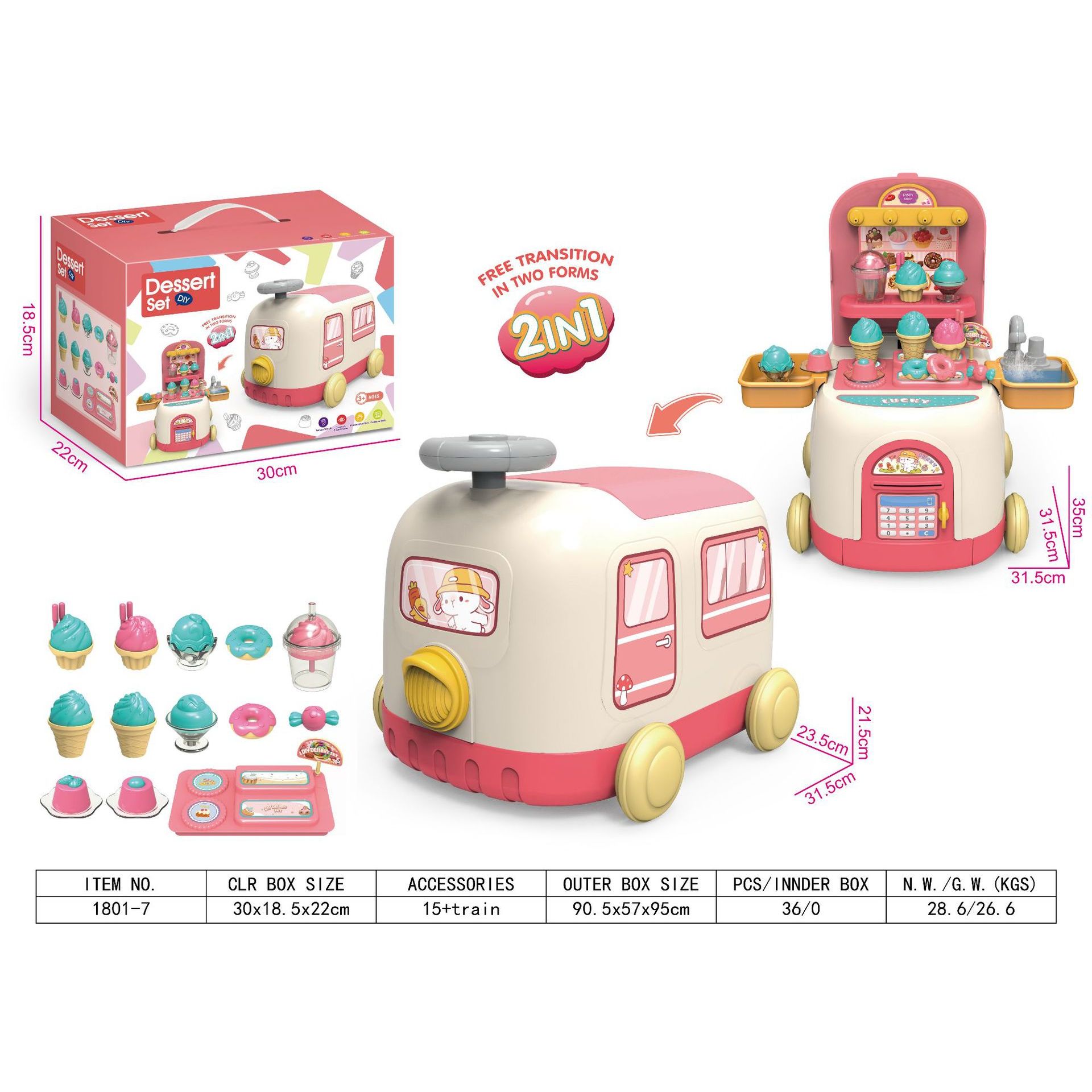 Ensemble de rangement pour train [Style Dessert] - Boîte couleur anglaise