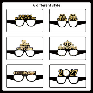 Paquete de 6 Gafas de Papel para Celebración de Año Nuevo 2027, Gafas de Fiesta de Año Nuevo, Monturas de Gafas Decorativas para Suministros de Fiesta de Nochevieja - Product Image 3