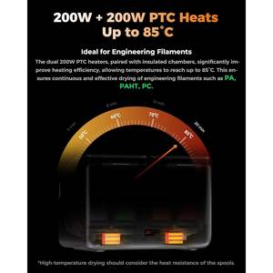 Secador de Filamento Creality Spacepi X4, 4 Bobinas, Cámaras de Calentamiento Dobles, Temperatura Máxima de 85°C, Caja de Almacenamiento para Accesorios de Impresora 3D - Product Image 3