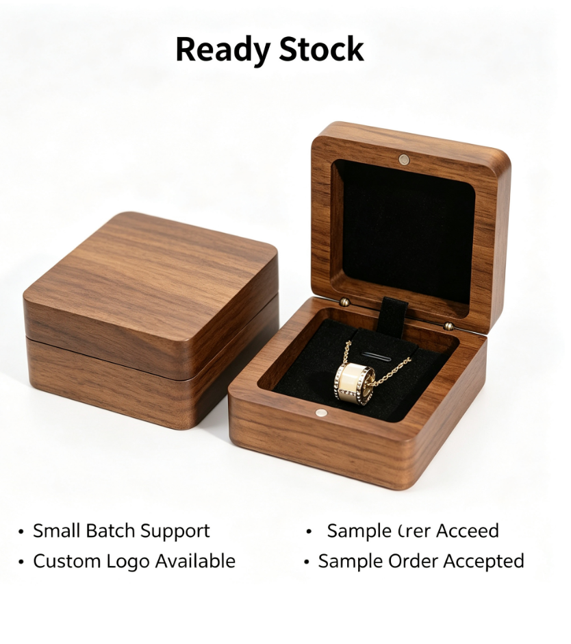 Black Walnut Wood Jewelry Packaging Box, Velvet Lined Wooden Gift Box ...
