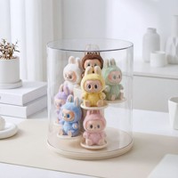 Nouvelle conception de vitrine rotative transparente anti-poussière pour les poupées Labubu, figurines de collection