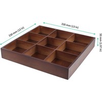 Plateau en bois multi-compartiments, plateau de service en bambou avec 9 sections, plateau à collation divisé en bois, boîte de rangement pour noix