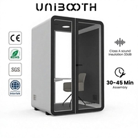 Cabine insonorisée portable UNIBOOTH, préfabriquée, 33 dB, ignifuge ISO 23351, assemblage rapide, pour salle de réunion, usine, OEM, ODM