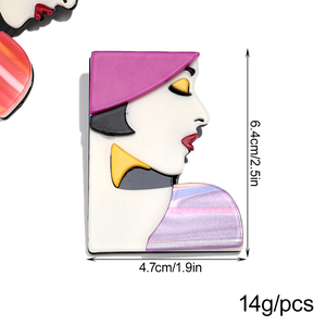 2025 personalidad geométrica mujer <span class=keywords><strong>perfil</strong></span> colgante exagerado sombra de ojos diseñador acrílico broche Pin accesorio - Product Image 5