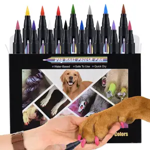Set cat kuku hewan peliharaan aman 15 warna, tidak berbau, mudah untuk digunakan pena cat kuku anjing