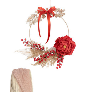 Guirlande artificielle CallaFloral, feuilles rouges et dorées, baies, décoration florale pour la maison, mariage, accessoires d'extérieur CF01051 - Product Image 5