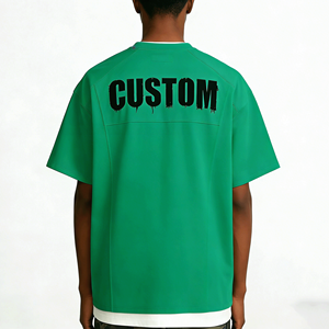 T-Shirt Oversize da Uomo in Cotone 300 Gsm, Alta Qualità, Lavaggio Acido, Collo a Costine, <span class=keywords><strong>Stampa</strong></span> Personalizzata - Product Image 2