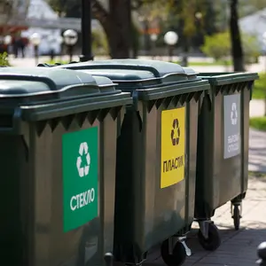 Мобильный пластиковый мусорный контейнер для мусора, четырехколесный контейнер для отходов 1100 литров