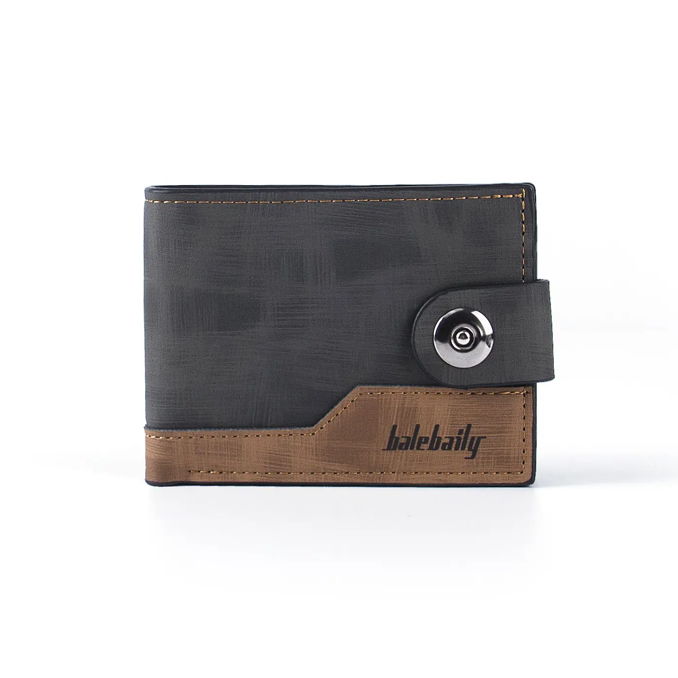 Portefeuille en cuir d'origine avec logo personnalisé de haute qualité pour homme portefeuille court créatif en cuir PU pour hommes porte-monnaie à bouton d'affaires