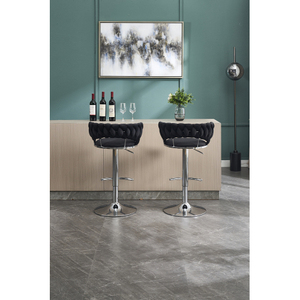 Set <b>2</b> Modern Lightweight <b>Bar</b> <b>Stools</b> Chrome Footrest Base Swivel Height Adjustable Mechanical Lifting Velvet Dining Living Room - Product Image 5