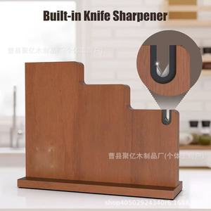 Wooden Magnetic Knife Holder 4pcs Stainless Steel Knife Block <b>Desktop</b> Storage Rack For Kitchen Use - Product Image 3