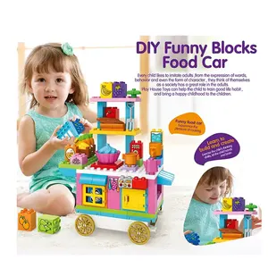 크리스마스 Building Blocks Wholesale DIY Fun Building Block 식사 카 Play Game Kids 식품 카트 Toy
