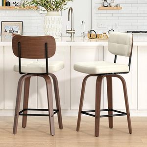 <span class=keywords><strong>Taburete</strong></span> Giratorio con Asiento de Cuero Sintético, <span class=keywords><strong>Taburete</strong></span> Alto con Respaldo Curvo de Madera, Apto <span class=keywords><strong>para</strong></span> Isla de Cocina o <span class=keywords><strong>Encimera</strong></span> - Product Image 5