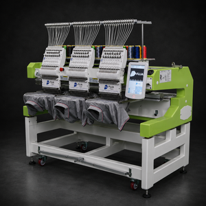 Machine à broder commerciale FUJA à 3 têtes, 12/15 aiguilles, automatique, <span class=keywords><strong>pour</strong></span> casquettes, chapeaux, t-shirts, broderie plate, multi-têtes, trois têtes - Product Image 1