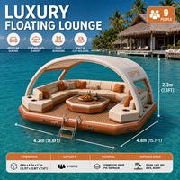 Île flottante large et stable avec auvent gonflable et zone de détente pour les sports nautiques de plage et de station balnéaire