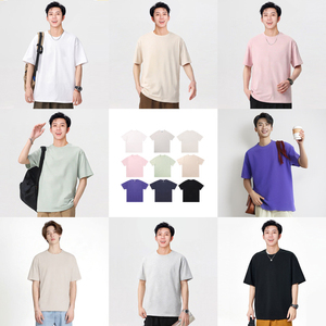 Camiseta de punto grueso 100% algodón personalizada para fabricantes, unisex, oversize, cuello redondo, estilo urbano, en blanco para estampar logo - Product Image 2
