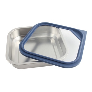 Boîte alimentaire carrée en acier inoxydable avec couvercle en plastique bleu, hermétique, anti-fuite, compartiment unique, boîte à lunch - Product Image 6