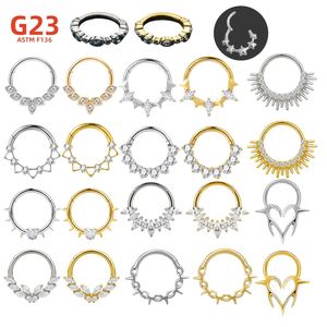 Bijoux de piercing corporel pour femmes, vente en gros, mode, ASTM F136 G23, anneau de nez clicker, pavé de CZ blanc, pour cartilage d'oreille, tragus, hélix, lobe - Product Image 1