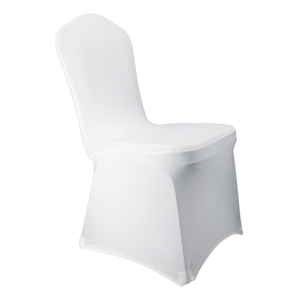 White Scuba Spandex <b>Stretch</b> Wrinkle Free Durable <b>Machine</b> Washable Universal Size Wedding Chair Covers - Product Image 1