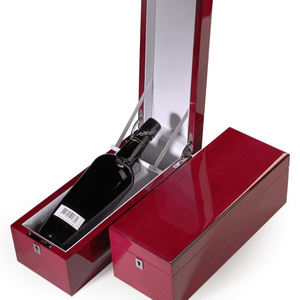customized wooden wine box champagne whiskey gift box raise bottle up