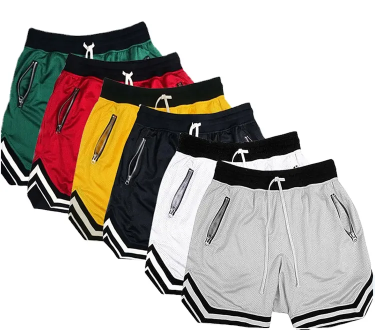 Pantalones cortos deportivos de poliéster 100% para hombre, Shorts transpirables de malla fina para entrenamiento de baloncesto y correr