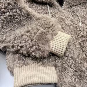 Hooded Rib Cuff Hem <strong>Ladies</strong> Premium Lamb Fur Jacket with Zipper Closure Sheepskin Lined Winter Warm Cozy Casual Daily <strong>Coat</strong> - Product Image 5