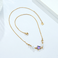 Collar gargantilla chapado en oro NYH, accesorios para el cuello al por mayor, collar con colgante geométrico de piedra lunar, ojo de gato y ópalo