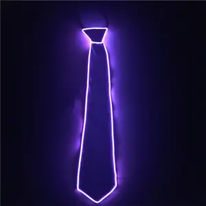 Halloween Custom Logo Polyester Decorative Flashing El Wire Led Party Neon Light Neck Tie