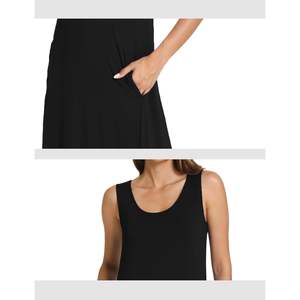 Camisón sin mangas personalizado para mujer, suave vestido largo de bambú y viscosa con bolsillos, ropa de dormir tipo camiseta. - Product Image 4