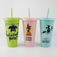 Gobelet en plastique doré pailleté de 24 oz avec couvercle et paille, réutilisable pour café glacé