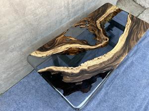 Transparent Glass Effect Custom Size Luxury Furniture Factory Natural Live Edge Solid Wood Epoxy <b>Resin</b> <b>Table</b> LOW MOQ - Product Image 4
