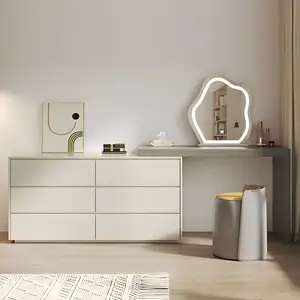 طاولة تسريح ومكياج فاخرة حديثة للمنزل وغرفة النوم مع مرآة وضوء طاولات بسيطة ومتينة