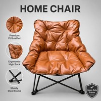 Fauteuil de salon en PU robuste et surdimensionné, pliable, capacité de charge de 150 kg, structure métallique de 16*1,5 mm, pour la maison et l'extérieur
