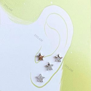 Dylam 4pcs Tiny Minimal <b>Earring</b> <b>Studs</b> <b>Set</b> Women Fashion Hip Hop Round Cut Star 925 Sterling <b>Silver</b> Zircon <b>Stud</b> <b>Earrings</b> - Product Image 6