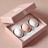 Coffret cadeau œuf de beauté de luxe écologique personnalisé avec mélangeur de maquillage coloré Boîte en papier de carton recyclé avec impression en relief