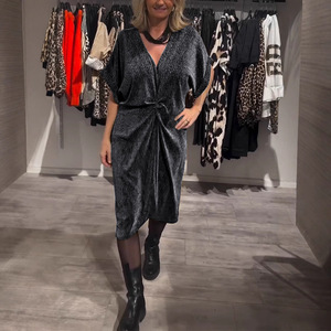 Vestido Midi Brillante con Cuello en V, Casual, <span class=keywords><strong>para</strong></span> Mujer, Primavera-Verano - Product Image 2