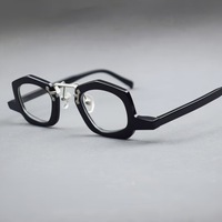 Montures de lunettes pour hommes en acétate transparent noir à motif léopard, faites à la main et robustes