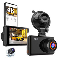 Nueva cámara de salpicadero 4K de 3 pulgadas, portátil, 1600P, WiFi, caja negra para coche, con cámara Doble GPS, ventosa, pantalla IPS, memoria de tarjeta TF
