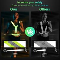 Red/Green/Orange/Pink/Yellow/Blue Reflective Vests with Flashing Lights High Visibility Safety LED Reflective Running Vest