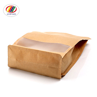 Vente en gros de sacs en papier kraft réutilisables en mylar transparent avec fermeture à glissière refermable à fond plat pour aliments avec fenêtre transparente