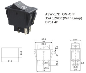 35A 12VDC 4 Pin DPST on OFF 2-Way Electrical <strong>Auto</strong> LED Car Light Rocker <strong>Switch</strong> With Dot Illuminated - Product Image 2