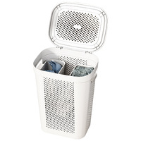 Grand panier à linge roulant en plastique durable avec panier à sous-vêtements, poignée et roulettes, design multifonctionnel