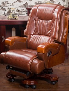 Hochwertige Büromöbel Leder-Drehstuhl mit Liegefunktion Chefsessel <span class=keywords><strong>Massage</strong></span>-Bürostuhl mit Fußstütze - Product Image 2