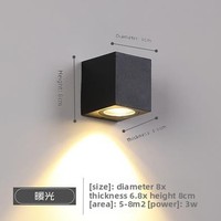 Applique murale d'extérieur LED à double tête moderne étanche en aluminium carré avec lumière chaude pour chambre à coucher villa simple projecteur