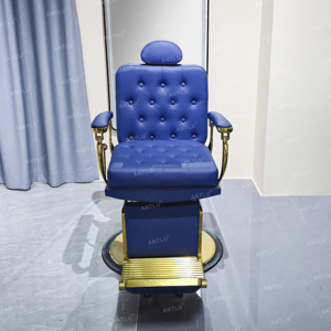Poltrona da Barbiere Vintage in Metallo Resistente Reclinabile Arredamento per Salone da Uomo per Hotel e Salone di Bellezza - Product Image 2