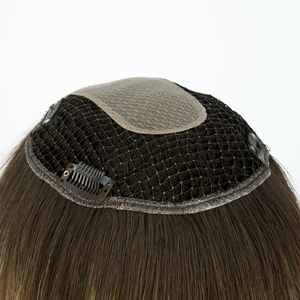 Factory Selling Topper for Women Natural Human Hair One Donor Cuticle Aligned Silk Top Base European Hair 6*6 <b>Fishnet</b> Topper - Product Image 3