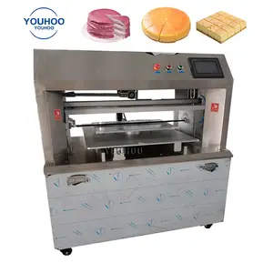 Rotary cutter plate tiramisu cheese cake making portioning cutting machine saw cut